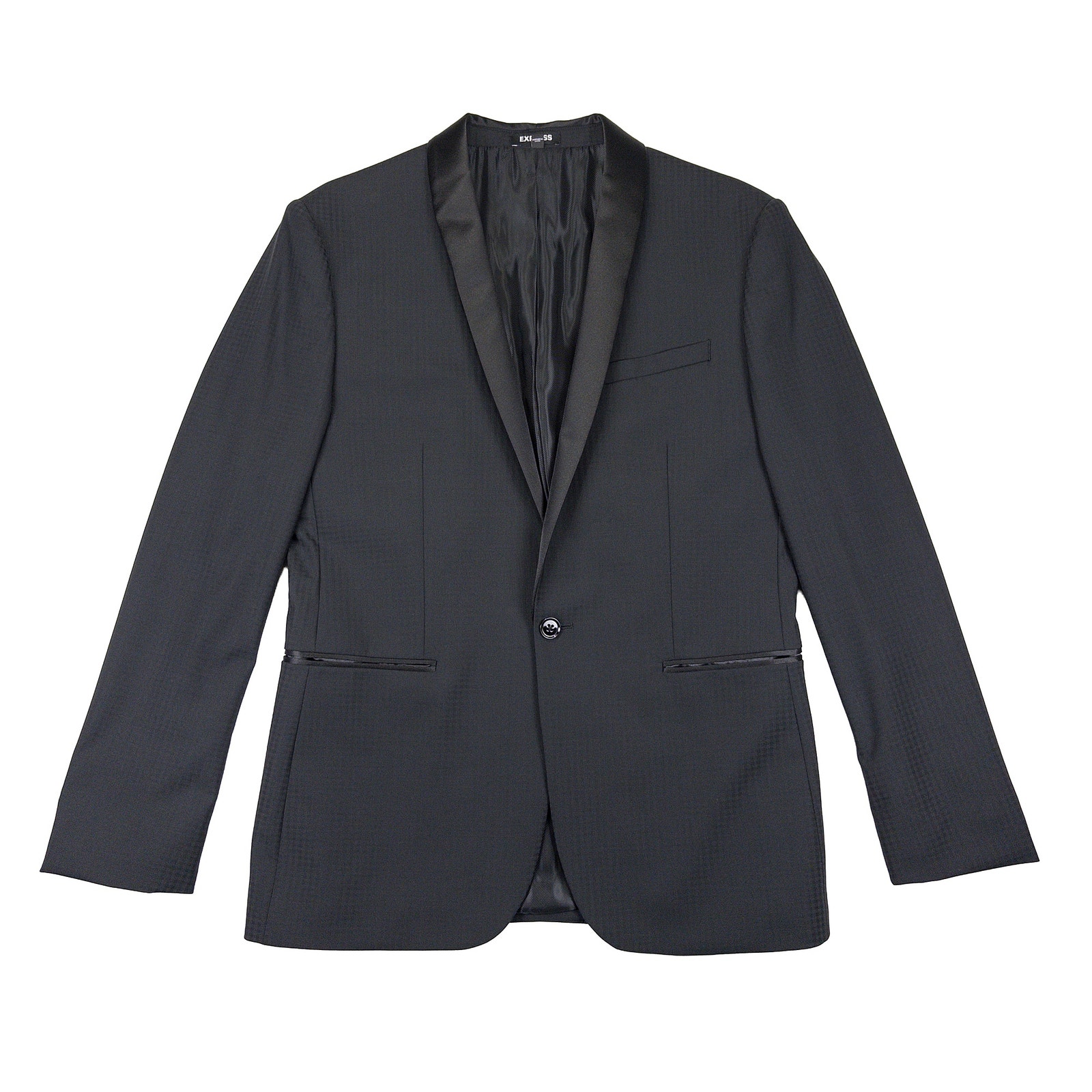 Express Slim Tuxedo Jacket Men 40r Black Wool Blend Satin Lapel Formal Evening